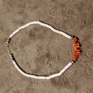 Vintage handmade coral shell choker